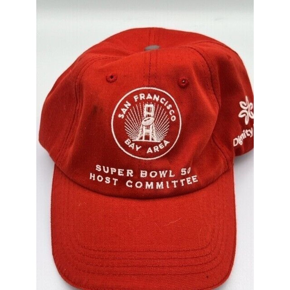 NFL Super Bowl 50 Host Committee Volunteer Baseball Hat Cap Red Adjustable Strap